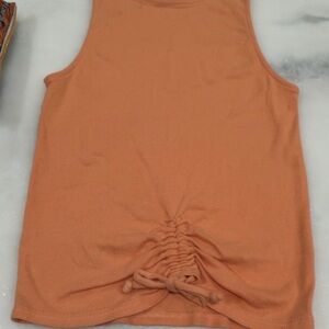 Fitz + Eddi Orange Ruched Tie Front Tank Top Size XS